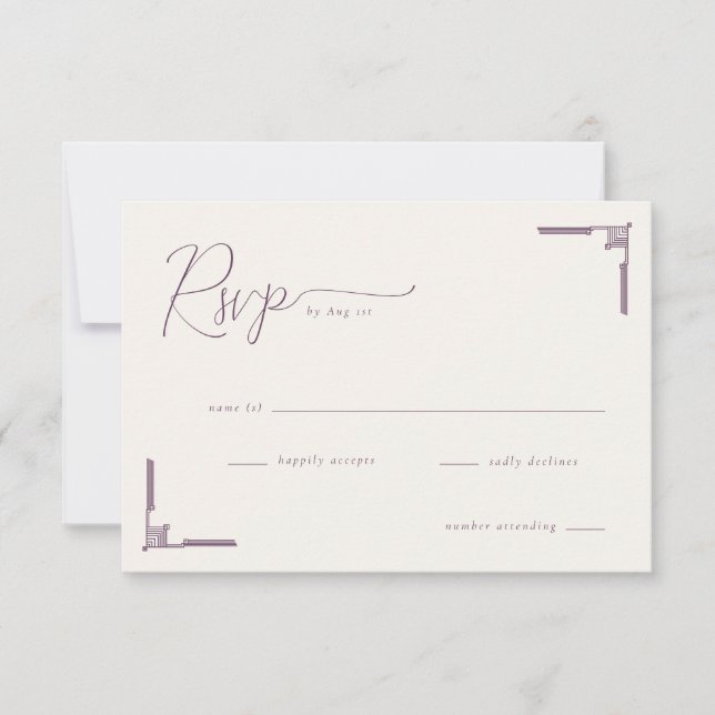 Elegante RSVP Geométrico Lavanda (Frente)