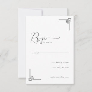 Elegante RSVP Geométrico Preto