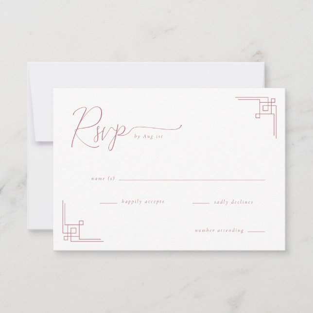 Elegante RSVP Geométrico Rosa (Frente)