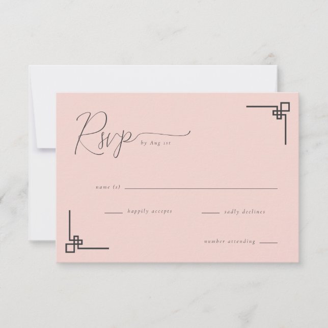 Elegante RSVP Geométrico Rosa (Frente)