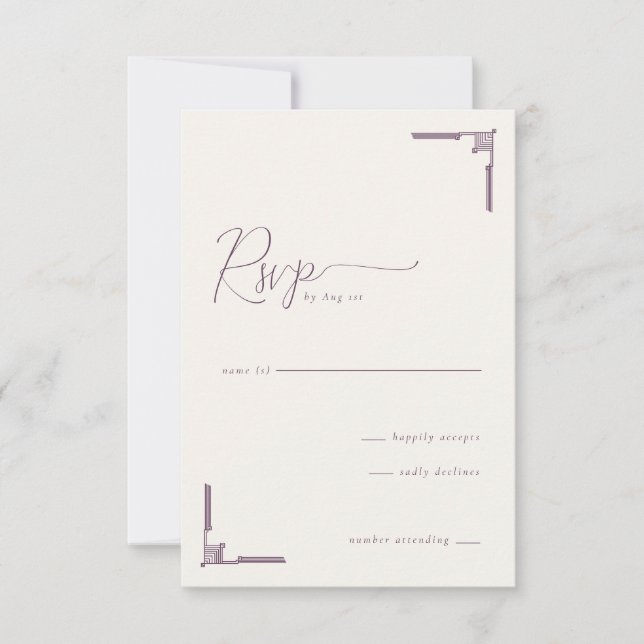 Elegante RSVP Geométrico Roxo (Frente)