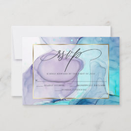 Elegante RSVP Marbled Ink Vibrant Aqua Violet