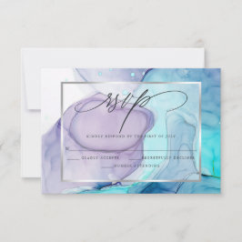 Elegante RSVP Marbled Ink Vibrant Aqua Violet