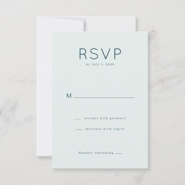 Elegante RSVP Minimalista de Hortelã (Frente)