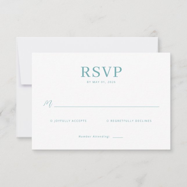 Elegante RSVP Minimalista em Azul Turquesa (Frente)