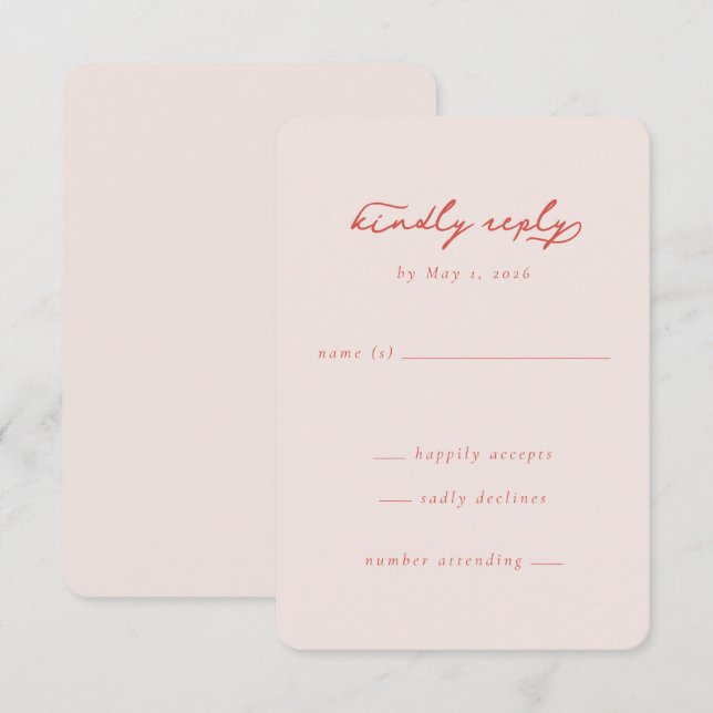 Elegante RSVP Minimalista Rosa (Frente/Verso)