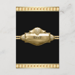 Elegante RSVP Preto e Dourado