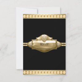 Elegante RSVP Preto e Dourado