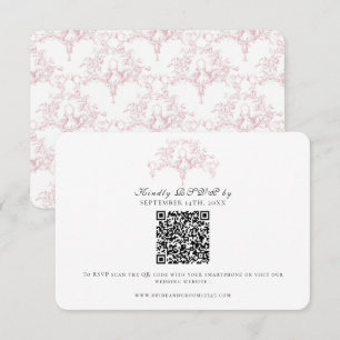 Elegante RSVP Rosa e Branco Arte de Pombas Toile F