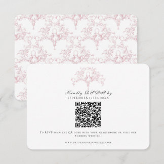 Elegante RSVP Rosa e Branco Arte de Pombas Toile F