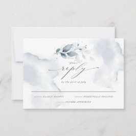 Elegante RSVP Watercolor Foliage Dusty Blue