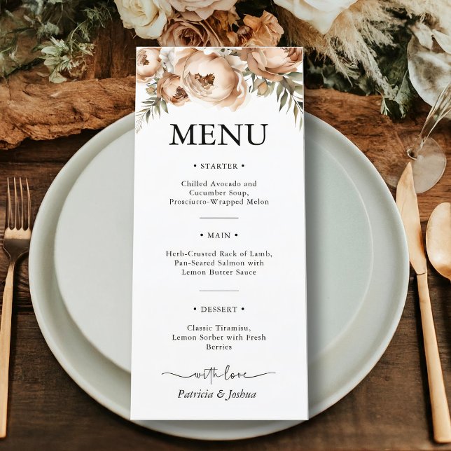 Elegante Rustic Boho Wedding Menu (Criador carregado)