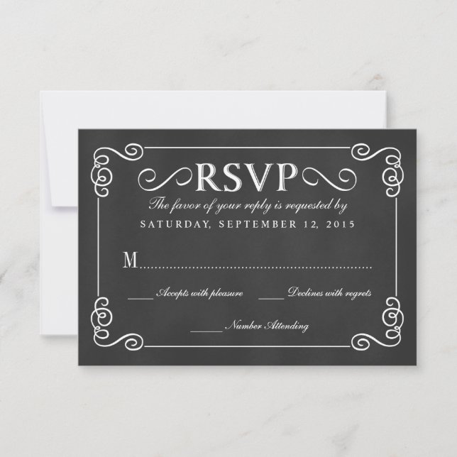 Elegante Rustic Chalkboard Wedding RSVP (Frente)