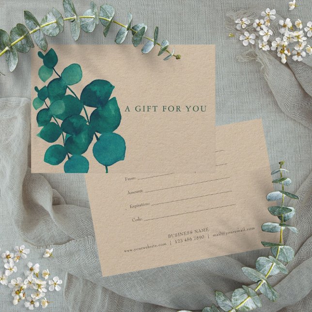 Elegante Rustic Eucalyptus Deixa Certificado De Pr (Elegant Rustic Eucalyptus Leaves Gift Certificate)