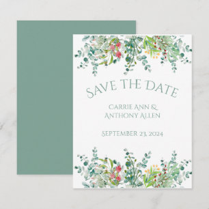 Elegante Rustic Eucalyptus Floral Salvar a Data