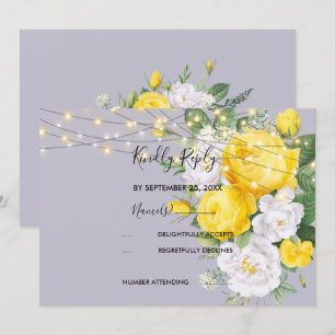 Elegante Rustic ilumina Flora Amarela Convite RSVP