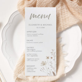 Elegante Rustic Wildflower Wedding Menu