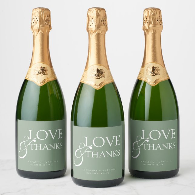 Elegante Saco Verde Casamento Obrigado (Garrafas)