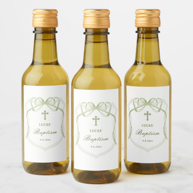 Elegante Sage Green Arco Crest Baptism (Garrafas)