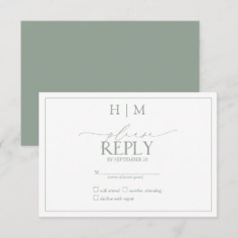 Elegante Sage Green Calliografia Monograma RSVP