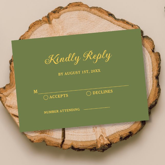 Elegante Sage Green e RSVP de Casamento Dourado (Criador carregado)