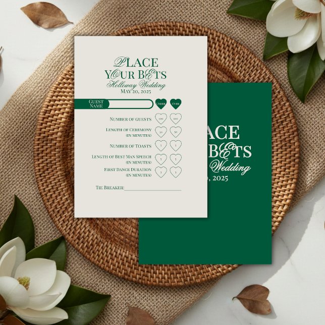 Elegante Sage Green Editable Weding Prop Bet Card (Elegant Sage Green Editable Wedding Prop Bet Card)