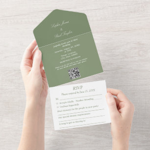 Elegante Sage Verde Tudo em Um Convite de casament