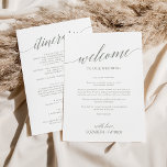 Elegante Sage Wedding - Letra de Boas-vindas e Iti<br><div class="desc">Esta carta de boas-vindas e cartas itinerárias elegantes são perfeitas para um casamento simples. A design neutra apresenta uma carta minimalista decorada com a tipografia verde sage romântica e caprichosa. A frente da carta apresenta uma carta de boas-vindas e a parte de trás da carta apresenta o itinerário do casamento....</div>