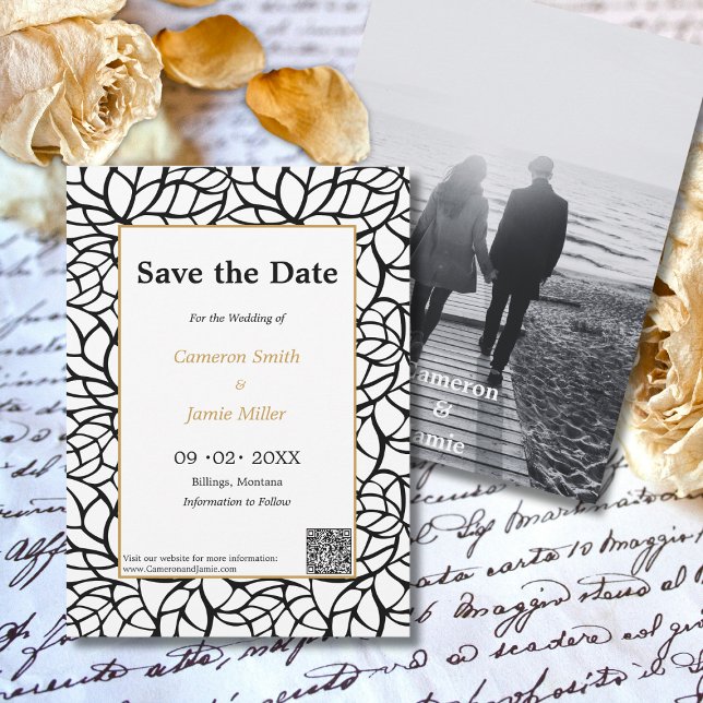 Elegante Salvar A Data Convite De Folhagem Preta (Elegant Save The Date Black Foliage Invitation)
