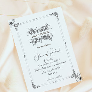 Elegante Salve a Data do Anúncio de Casamento Flor