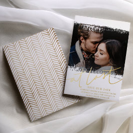 Elegante Salve Nossa Data Real Foil e Foto