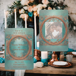 Elegante Salve o Dia em Cobre e Turquesa