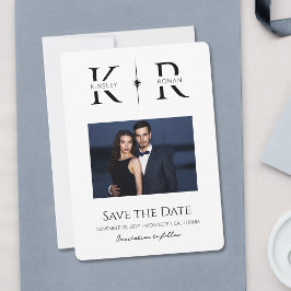 Elegante Save the Date de Casamento com Monograma