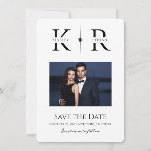 Elegante Save the Date de Casamento com Monograma 