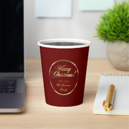 Elegante Script Burgundy Red e Dourado Natal