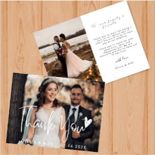 Elegante Script Chic Love Heart Cartões de agradec