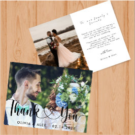 Elegante Script Chic Love Heart Cartões de agradec