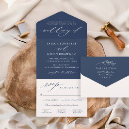 Elegante Script de Caligrafia Azul Marinho para Ca