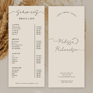 Elegante Script de Caligrafia Lista de Preços Menu