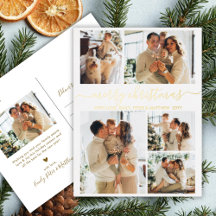 Elegante Script de Ouro 6 Colagem de Fotos Natal R