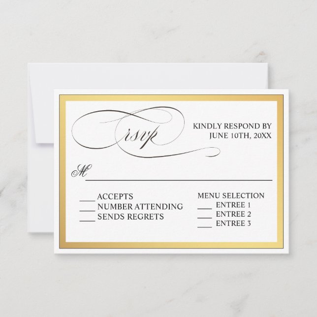 Elegante Script Florea RSVP de Casamento (Frente)