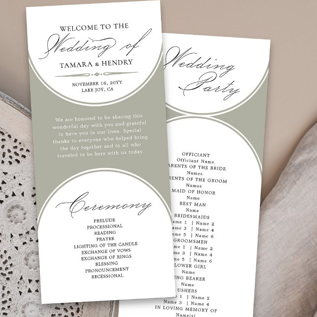 Elegante Script Sage Green Arch Weding Program (Elegant sage green wedding program from my Wedding Colors collection
)