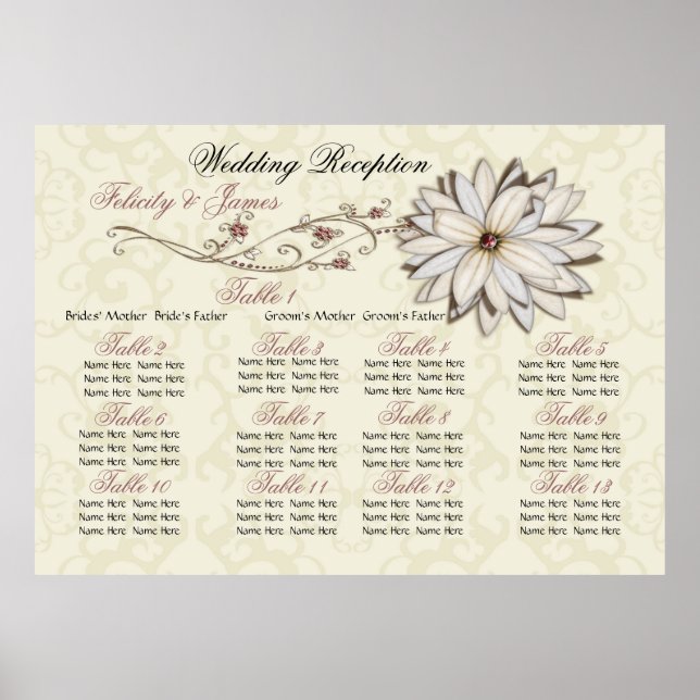 Elegante Seating Charts Poster (Frente)