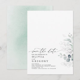 Elegante Silver Greenery Salve O Anúncio De Data
