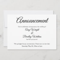 Elegante, Simples Anúncio de Casamento Adiado