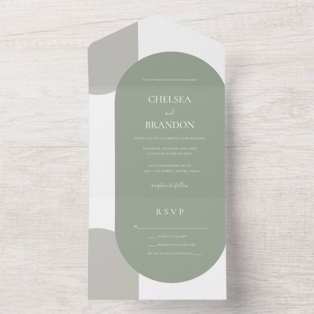Elegante Simples Arcos Verde-Salvia Casamento Boêm (Interno)