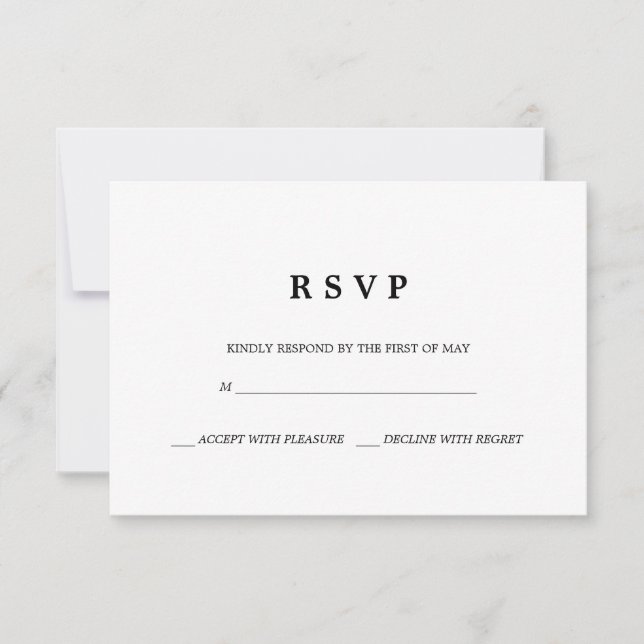 Elegante Simples | Cartão RSVP de Casamento Clássi (Frente)