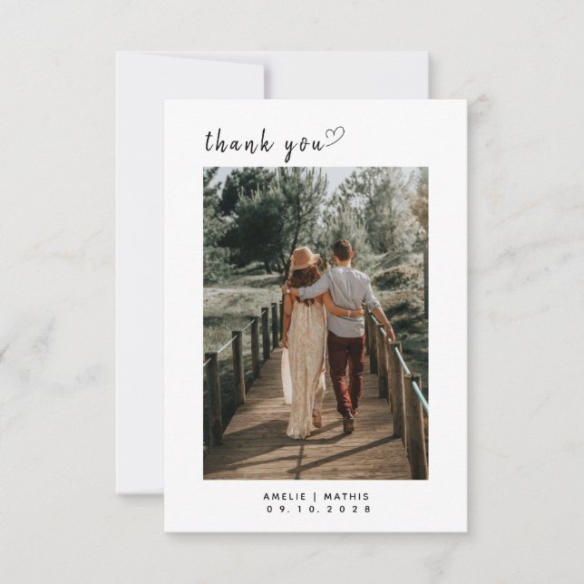 Elegante simples com Cartões de agradecimentos de  (Frente)