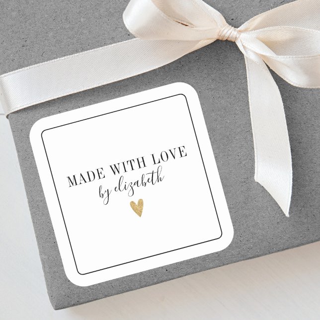 Elegante Simples Feito Com Etiqueta De Amor (An elegant made with love sticker for decorating your homemade and handmade gifts.)