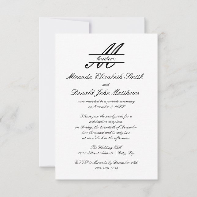 Elegante Simples Formal - Anúncio de Casamento 3x5 (Frente)